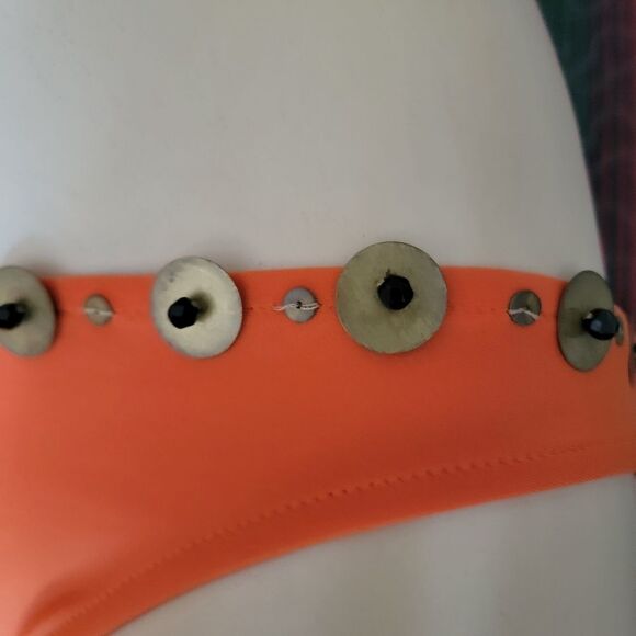 RYGY orange bikini with beading & metal embellishments (medium) - Picture 4 of 12